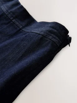 Blauw met wassing - Denim Full Seamed Midi Skirt