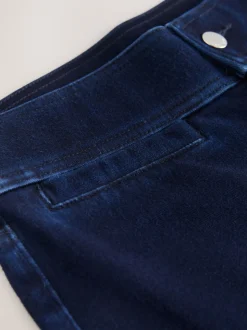 Blauw met wassing - Denim jersey legging met uitlopende pijpen