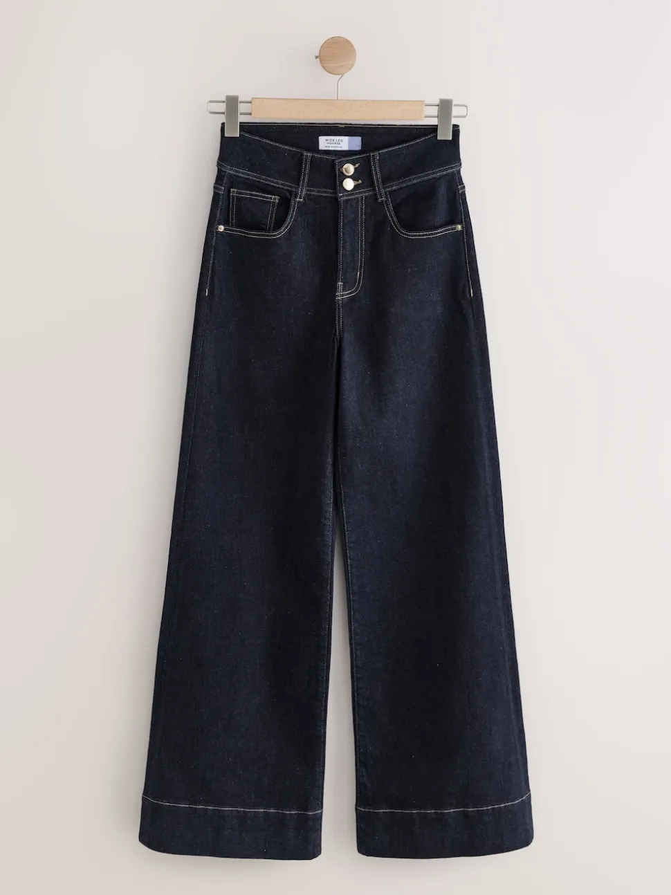 Blauw met wassing - High Rise stretchy Jeans met wijde pijpen
