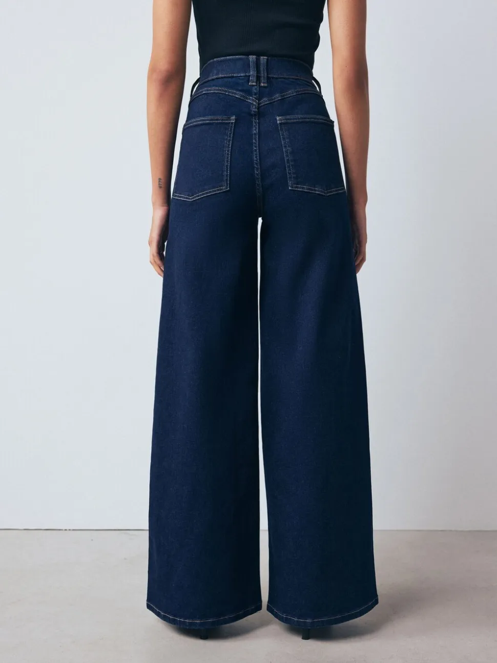 Blauw met wassing - High Rise FlexiFit Stretch Pull On Wide Leg Jeans
