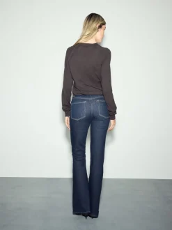 Blauw met wassing - High Rise Stretch Flare Jeans