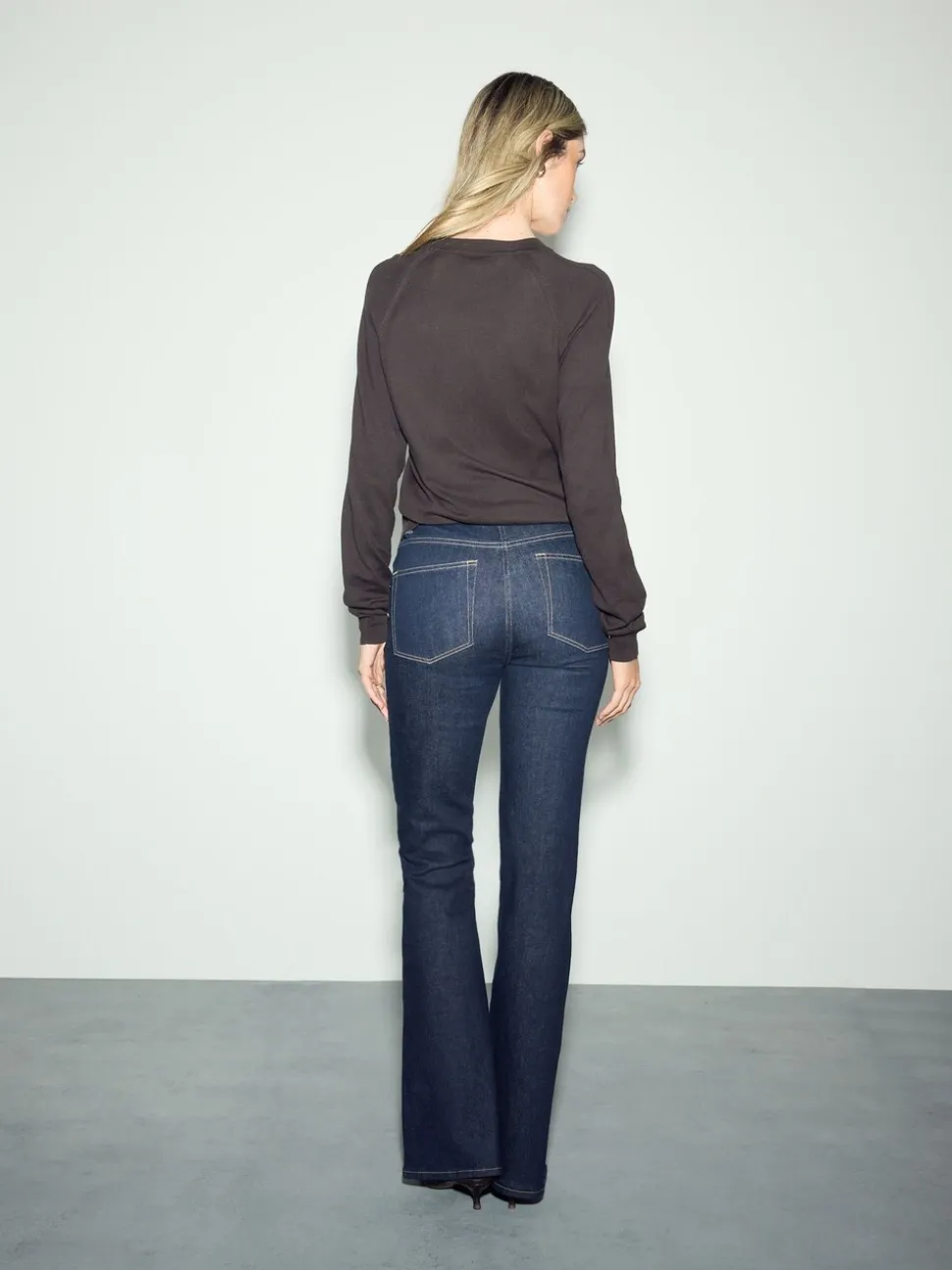 Blauw met wassing - High Rise Stretch Flare Jeans