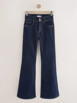 Blauw met wassing - High Rise Stretch Flare Jeans