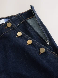 Blauw met wassing - Jeans met wijde pijpen en gouden knopen aan de voorkant