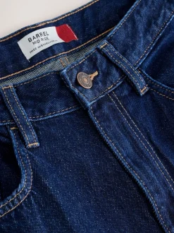 Blauw met wassing - Jeans met zandloperpasvorm en ruime pijpen