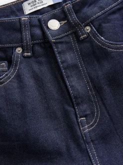 Blauw met wassing - Jeans met zandloperpasvorm en wijde pijpen