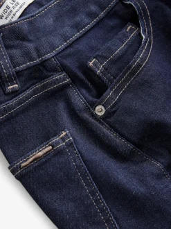 Blauw met wassing - Jeans met zandloperpasvorm en wijde pijpen