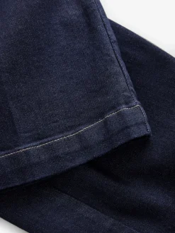 Blauw met wassing - Jeans met zandloperpasvorm en wijde pijpen