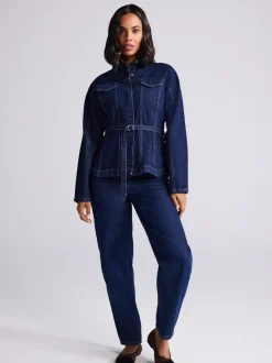 Blauw met wassing - Jeans met ruime rechte pijpen