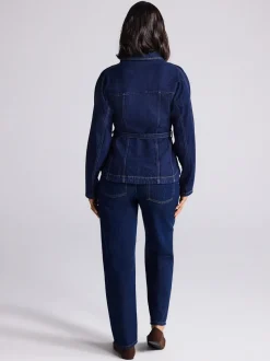 Blauw met wassing - Jeans met ruime rechte pijpen
