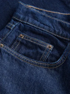 Blauw met wassing - Jeans met ruime rechte pijpen