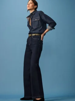 Blauw met wassing - Jeans met wijde pijpen