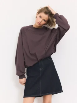 Blauw met wassing - Knee Length Denim Skirt