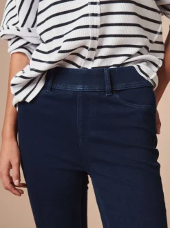 Blauw met wassing - Lange jersey denim leggings