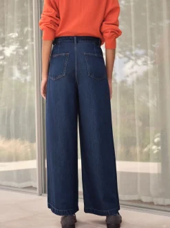 Blauw met wassing - N. Premium Palazzo-jeans met wijde pijpen