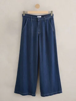 Blauw met wassing - N. Premium Palazzo-jeans met wijde pijpen
