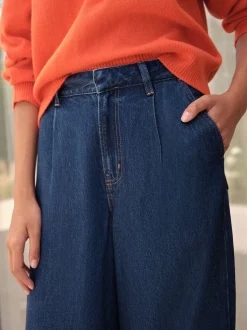Blauw met wassing - N. Premium Palazzo-jeans met wijde pijpen