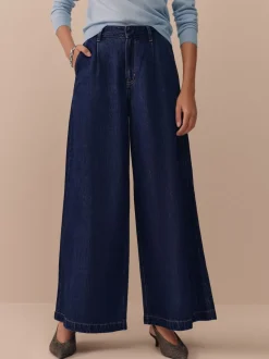 Blauw met wassing - N. Premium Palazzo-jeans met wijde pijpen