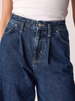 Blauw met wassing - Palazzo-jeans met wijde pijpen