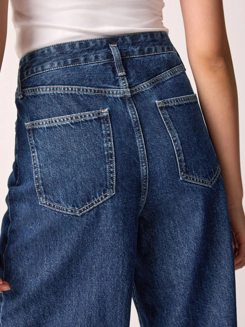 Blauw met wassing - Palazzo-jeans met wijde pijpen