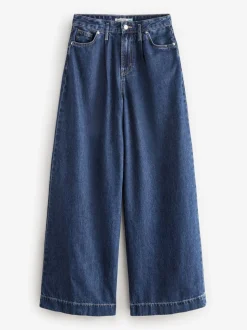 Blauw met wassing - Palazzo-jeans met wijde pijpen