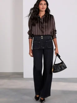 Blauw met wassing - Slim Lift and Shape Wide Leg Jeans