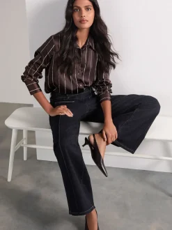 Blauw met wassing - Slim Lift and Shape Wide Leg Jeans