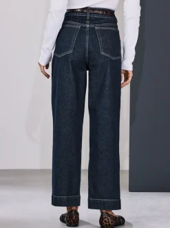 Blauw met wassing - Wide Leg Barrel Denim Jeans