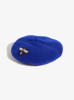 Blauw versierd - Love & Roses Beret Hat