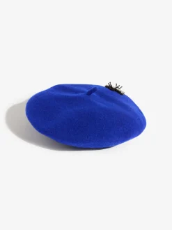 Blauw versierd - Love & Roses Beret Hat