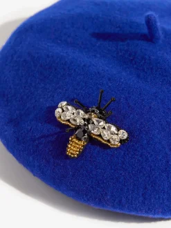 Blauw versierd - Love & Roses Beret Hat