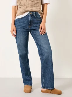 Blauwe denim - FatFace Relaxed Straight Jeans