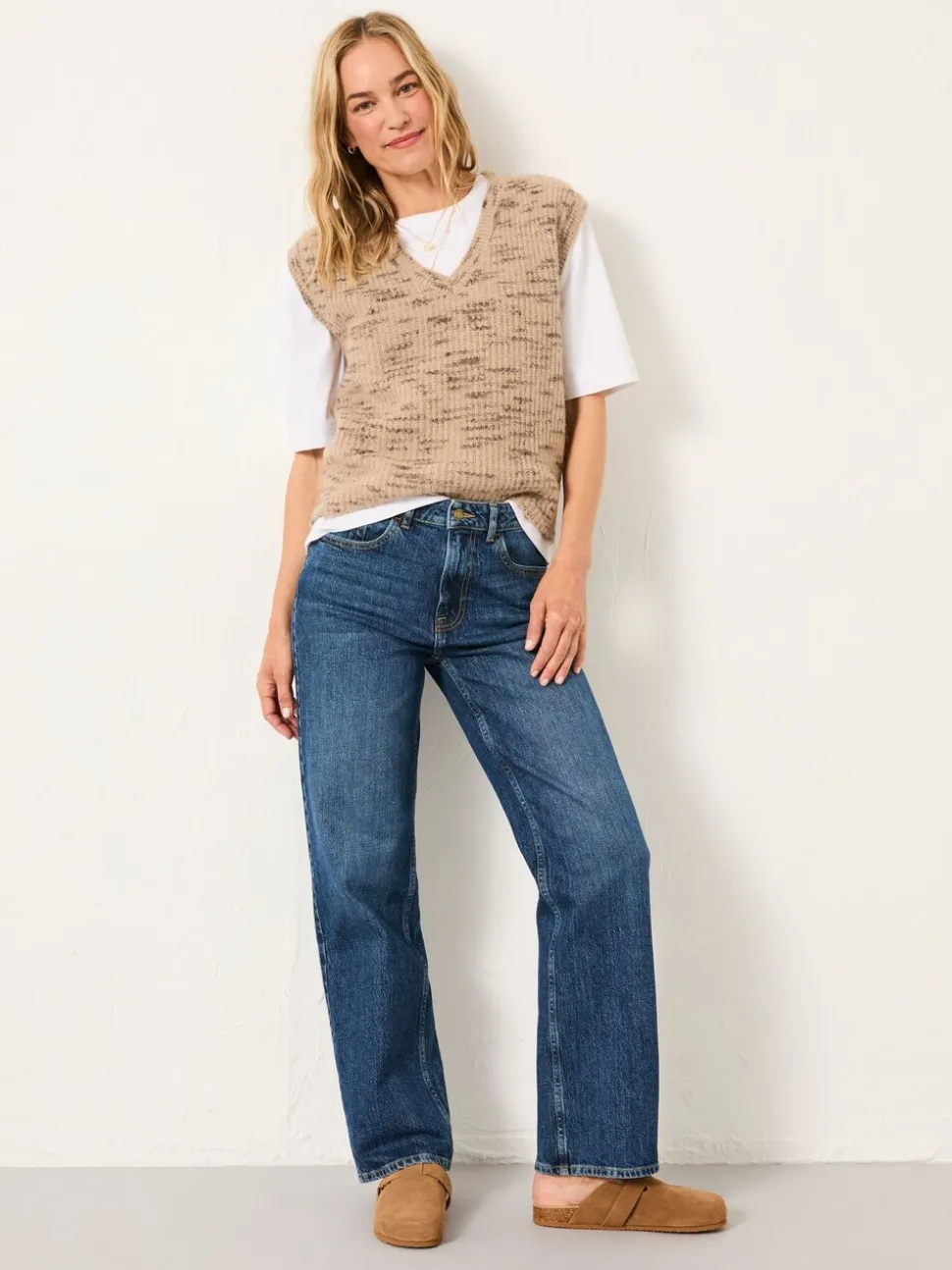 Blauwe denim - FatFace Relaxed Straight Jeans