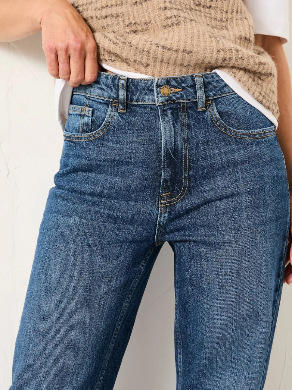 Blauwe denim - FatFace Relaxed Straight Jeans