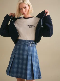 Blauwe denim - Kiltrok met riem