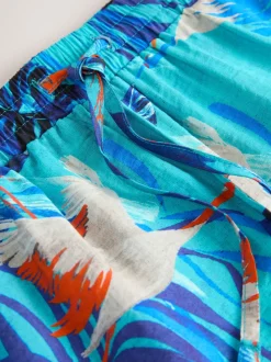 Blauwe print - Sportshort met contrasterende Streep
