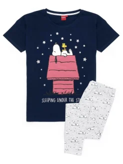 Blauwe Snoopy - Vanilla Underground Snoopy Korte Broek Pyjama's Set