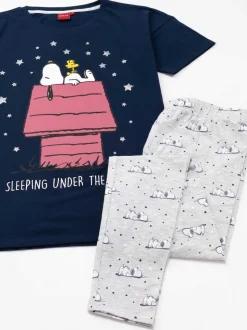 Blauwe Snoopy - Vanilla Underground Snoopy Korte Broek Pyjama's Set
