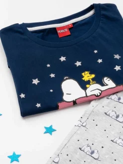 Blauwe Snoopy - Vanilla Underground Snoopy Korte Broek Pyjama's Set