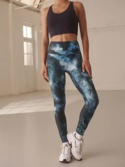 Blauwe verfPrint - Power Active sportlegging