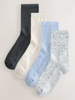 Blauw/grijs - Set van 4 paar sokken met kussenzool