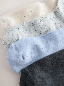 Blauw/grijs - Set van 4 paar sokken met kussenzool