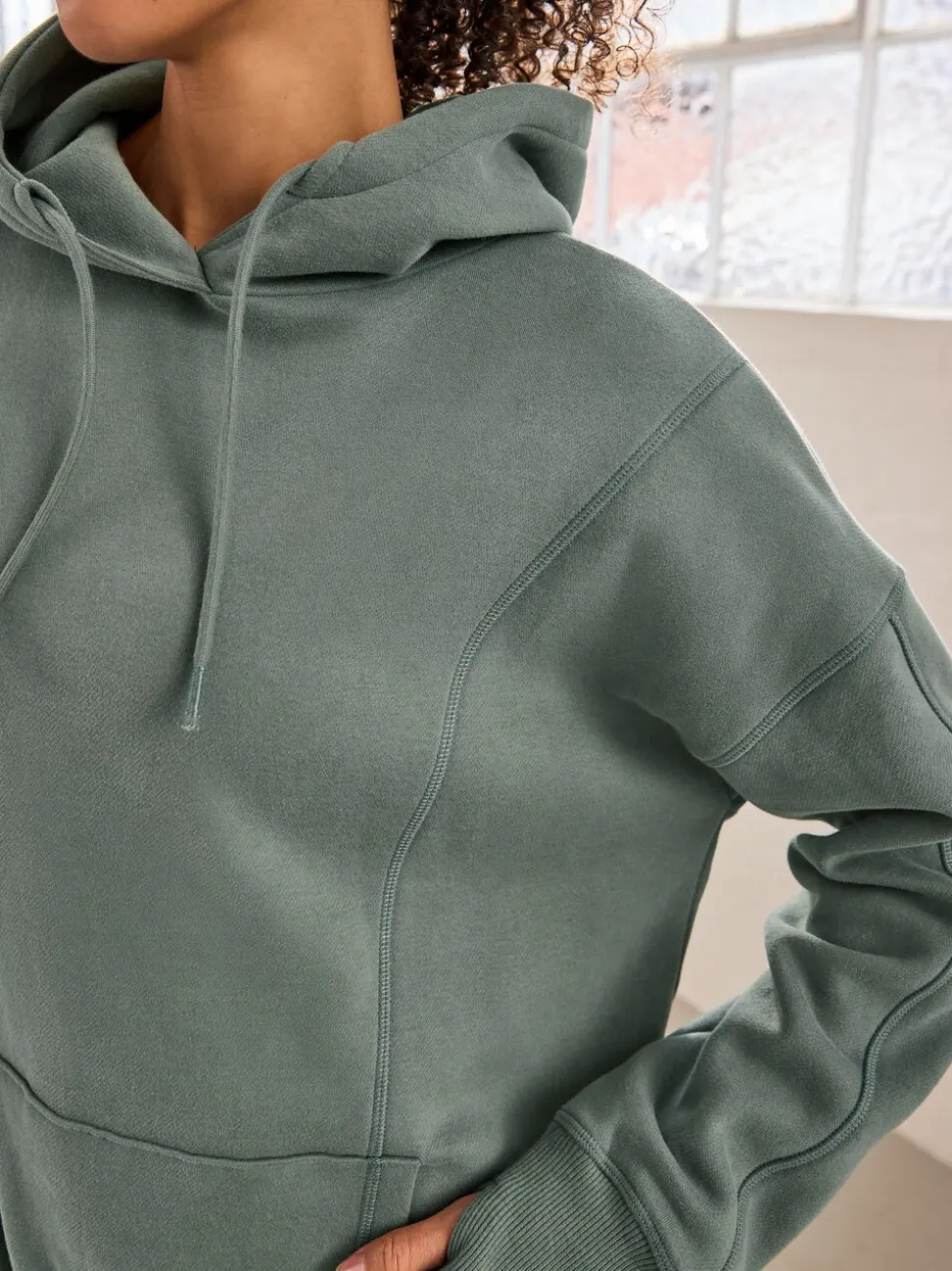 Blauwgroen - Active Longline Overhead Hoodie met superzacht naaddetail en zakken