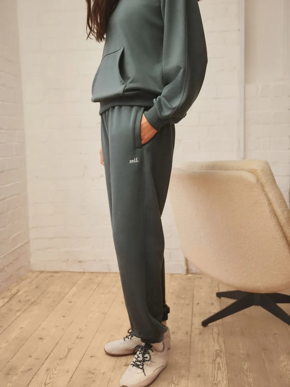 Blauwgroen - Joggingbroek met banden