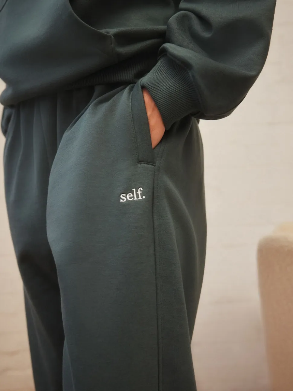 Blauwgroen - Joggingbroek met banden