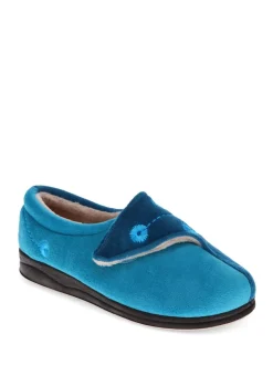 Blauwgroen - Pavers - Damespantoffels met klittenbandsluiting en ant-statische zool