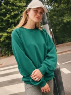 Blauwgroen - Relaxed Fit Heavyweight Longline Crew Neck Sweatshirt