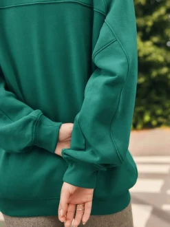 Blauwgroen - Relaxed Fit Heavyweight Longline Crew Neck Sweatshirt