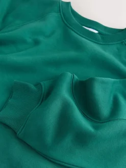 Blauwgroen - Relaxed Fit Heavyweight Longline Crew Neck Sweatshirt