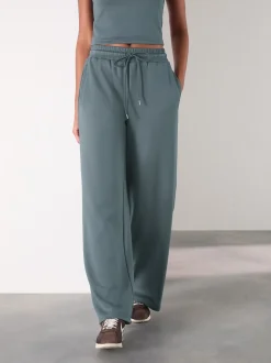 Blauwgroen - Slinky Supersoft Tie Front Wide Leg Trousers